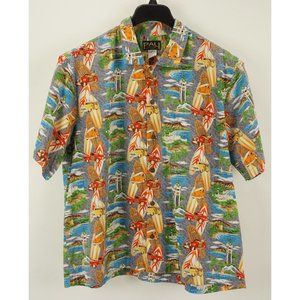 Vintage 60's PALI Collection Mens Large 50s Cars Beach Surf Scene Hawaiian Shirt